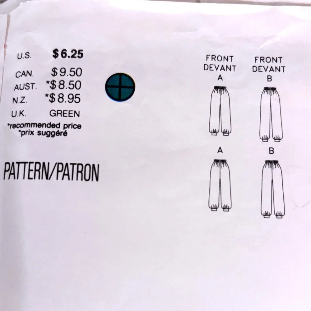 Butterick 5336 Vintage '91 Balloon Boho Harem Hammer Pants Sz L-XL Y2K Festival